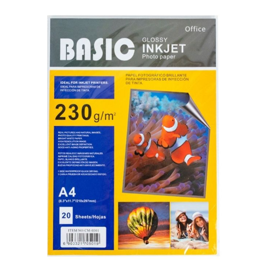 PAPEL FOTOGRAFICO 230 GRS A4 CM-0501/BASIC/CLICKIT