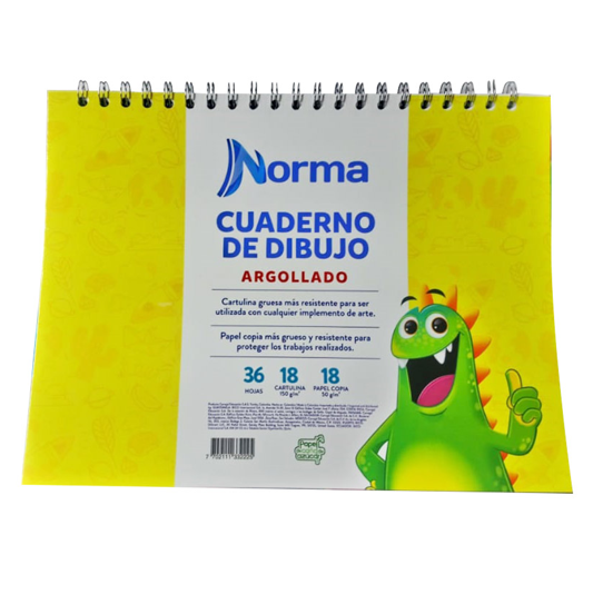 CUADERNO DIBUJO ARGOLLADO GRANDE COLORES NORMA