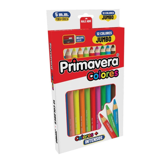 COLORES PRIMAVERA JUMBO X12 + TAJALAPIZ REF 1939