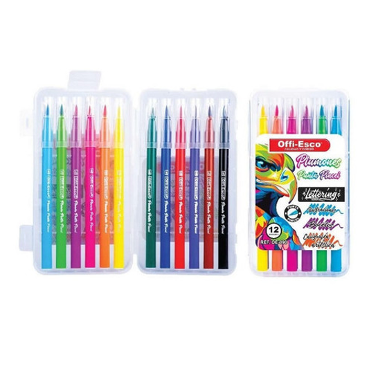 ESTUCHE PLUMON PUNTA PINCEL OFFI-ESCO X12 REF OE-090