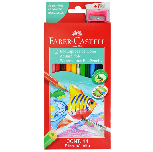 COLORES FABER X12 LARGO ACUARELABLE + TAJALAPIZ