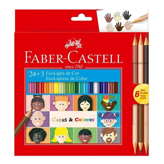 COLORES FABER CARAS Y COLORES 24+3 TRIANGULAR