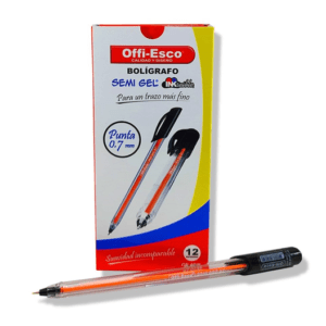 BOLÍGRAFO GEL OFFI-ESCO NEGRO CUERPO NARANJA REF OE-076