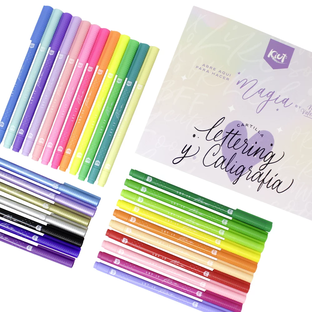 CraftyKit - Nueva combinación colores 💜💛💚 de nuestro Kit Lettering Kit  Lettering incluye: 💜1 Cuaderno de Lettering para practicar, con 55 paginas  que contienen:Definiciones y Trazos Básicos,Mayúsculas y Minúsculas,  Números y Signos,Frases